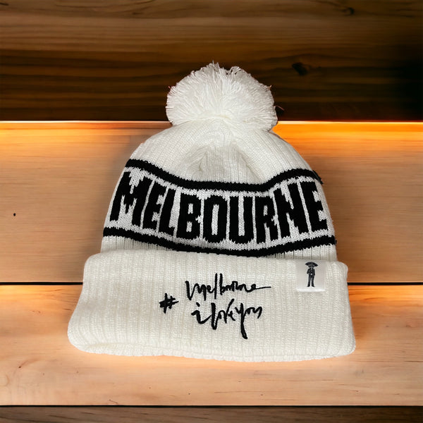 BLACK AND WHITE "MELBOURNE I LOVE YOU" BEANIE