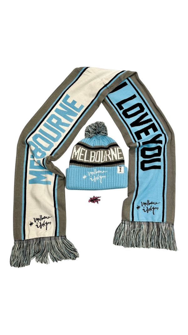 BEANIE/SCARF/PIN COMBO