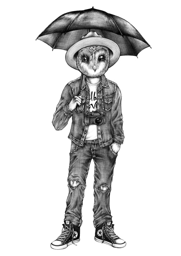 OLIVER UNDER AN UMBRELLA PRINT