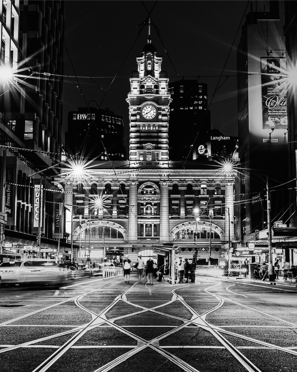 Flinders by night...black and white - Print